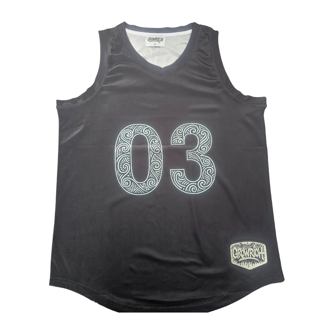 The "03" Growrich Black Singlet | Growrich Clothing
